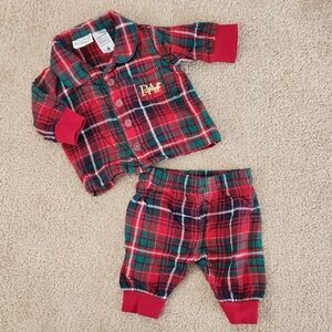 Peter Alexander Baby Flannel Red Plaid Pajama Set Size 0 - 3 Months